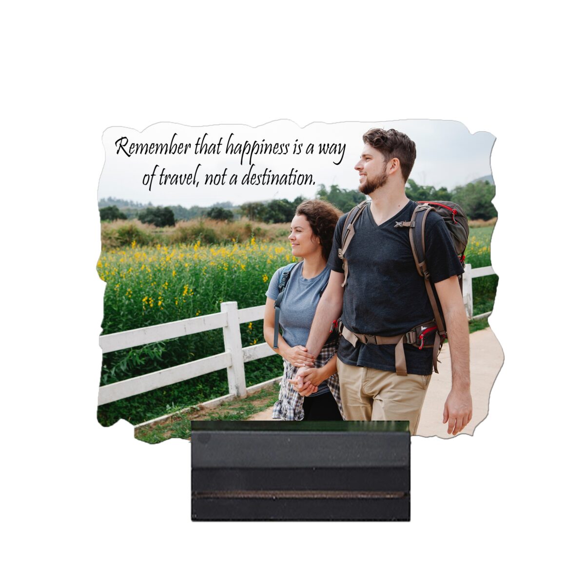 5'' x 4'' Rectangular Shape Personalized Photo Printed Wooden Table Frame (with Wooden Base)