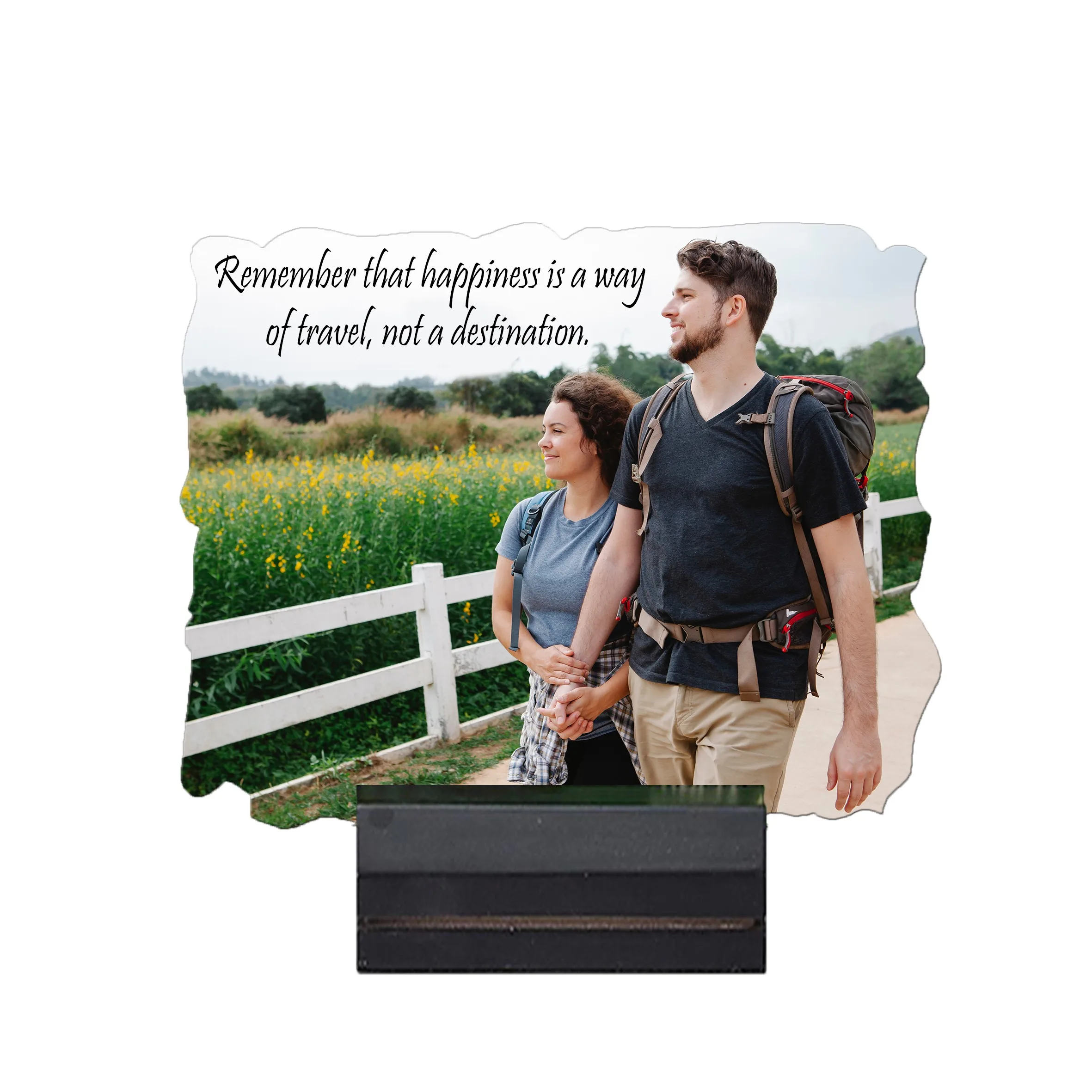 5'' x 4'' Rectangular Shape Personalized Photo Printed Wooden Table Frame (with Wooden Base)