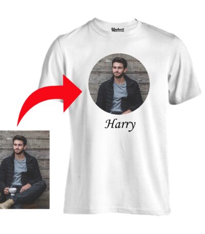 Personalized Photo Printed Mixed Cotton Half Sleeve White Tshirt
