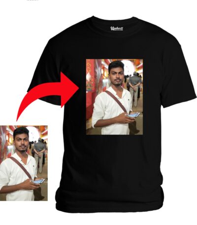 Personalized Photo Printed Premium Cotton Half Sleeve Black Tshirt