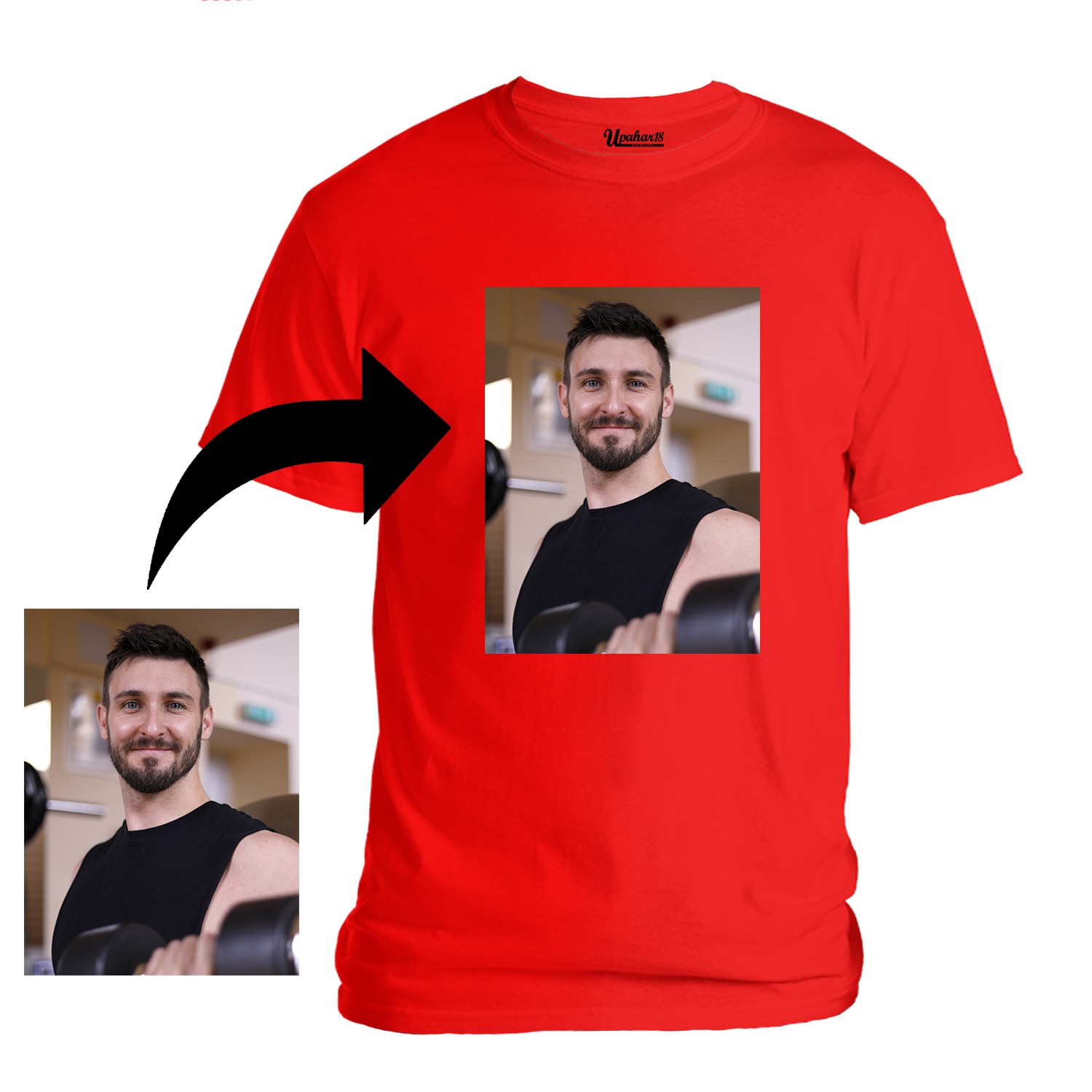 Personalized Photo Printed Premium Cotton Half Sleeve Red Tshirt