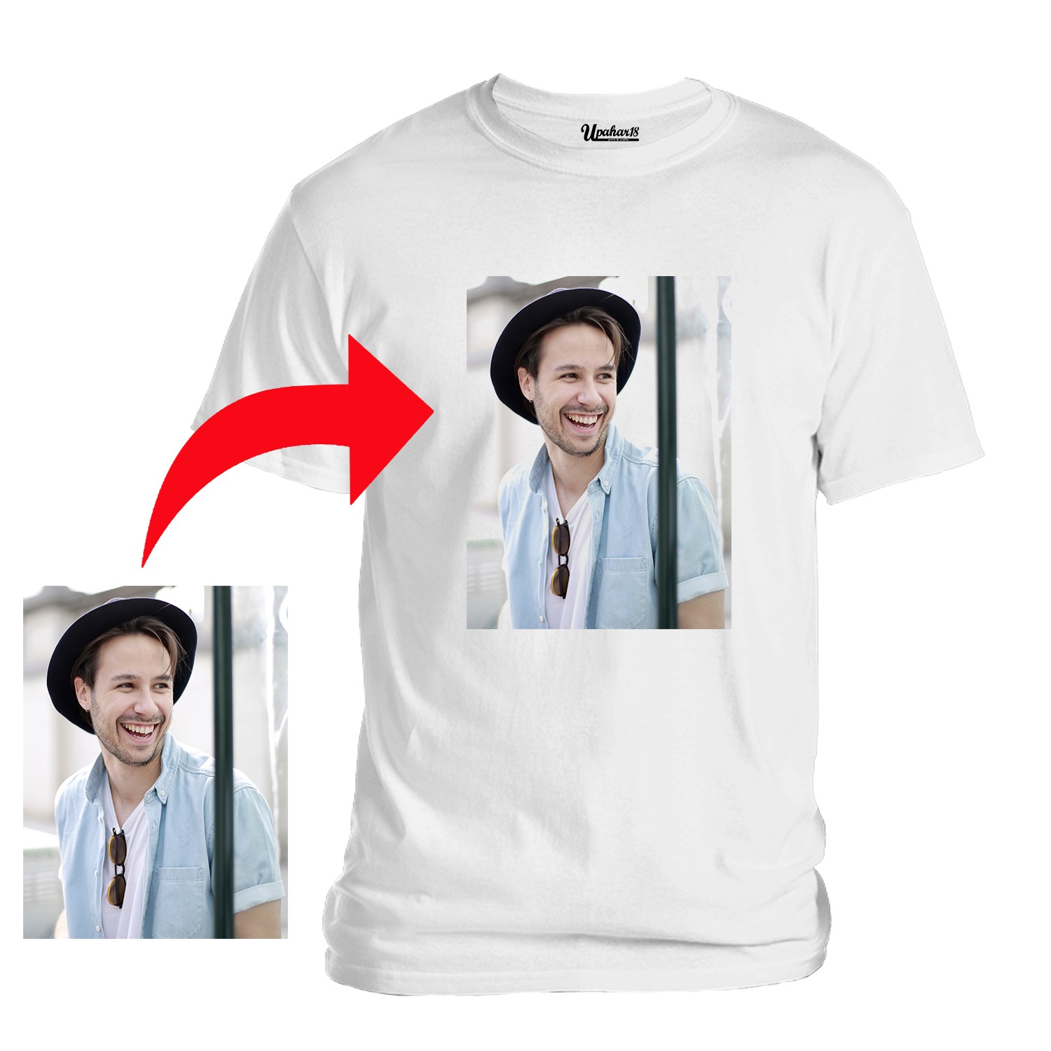 Personalized Photo Printed Premium Cotton Half Sleeve White Tshirt