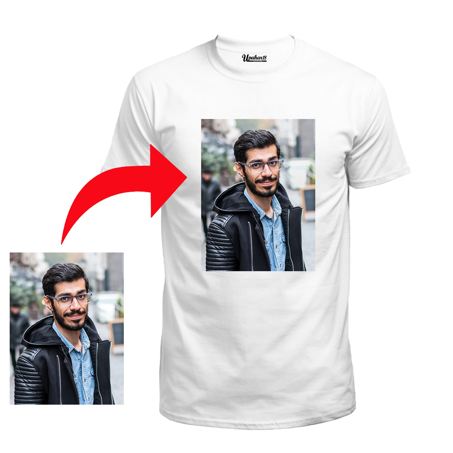 Personalized Photo Printed Polyester Half Sleeve White Tshirt (Soft)