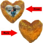Heart Shape Single Side Personalized Photo Printed Fur Cushion (Back Fur) - Image 3
