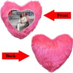 Heart Shape Single Side Personalized Photo Printed Fur Cushion (Back Fur) - Image 5