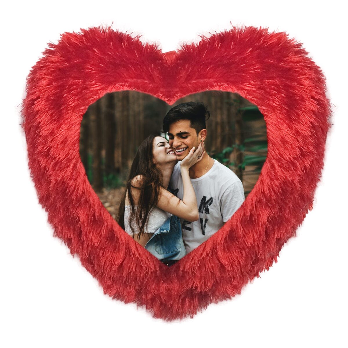 Heart Shape Single Side Personalized Photo Printed Fur Cushion (back fur)