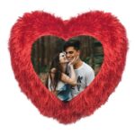 Heart Shape Single Side Personalized Photo Printed Fur Cushion (back fur)