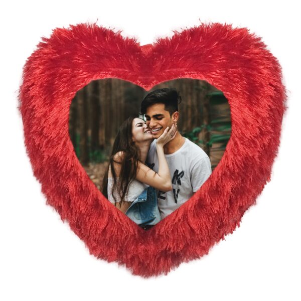 Heart Shape Single Side Personalized Photo Printed Fur Cushion (back fur)