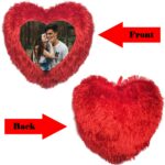 Heart Shape Single Side Personalized Photo Printed Fur Cushion (Back Fur) - Image 6