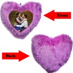 Heart Shape Single Side Personalized Photo Printed Fur Cushion (Back Fur) - Image 8
