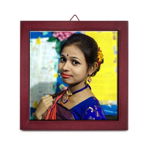 4'' x 4'' Personalized Photo Printed Ceramic Tile (with Wooden Frame)