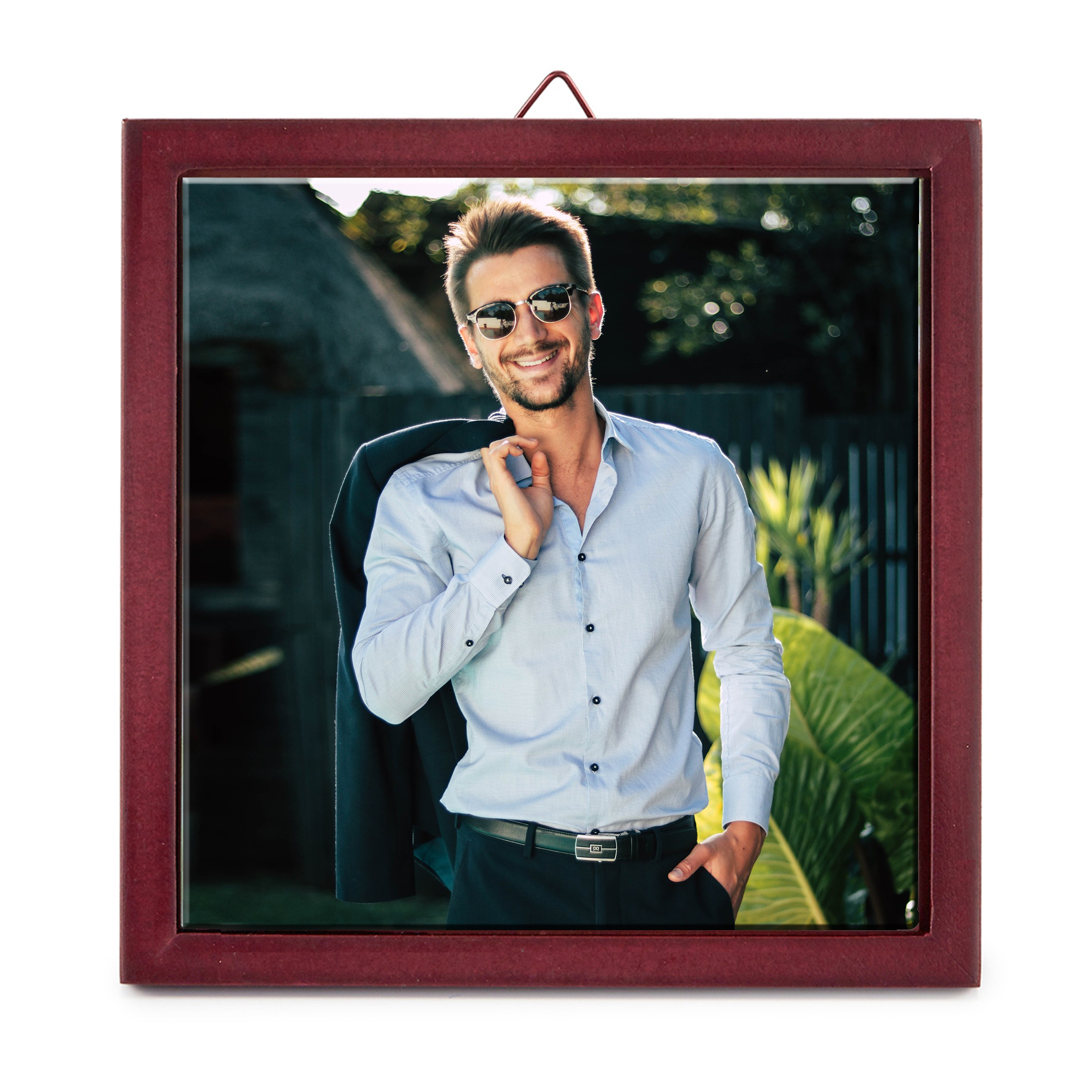 6'' x 6'' Personalized Photo Printed Ceramic Tile (with Wooden Frame)