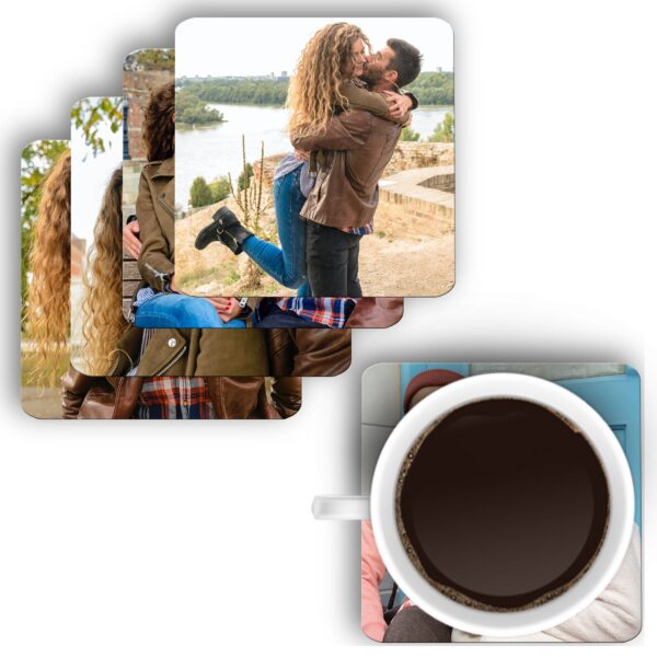 Square Shape Single Sides Printable MDF Coaster (Set of 4) (Different Photos Print in Different Coaster)