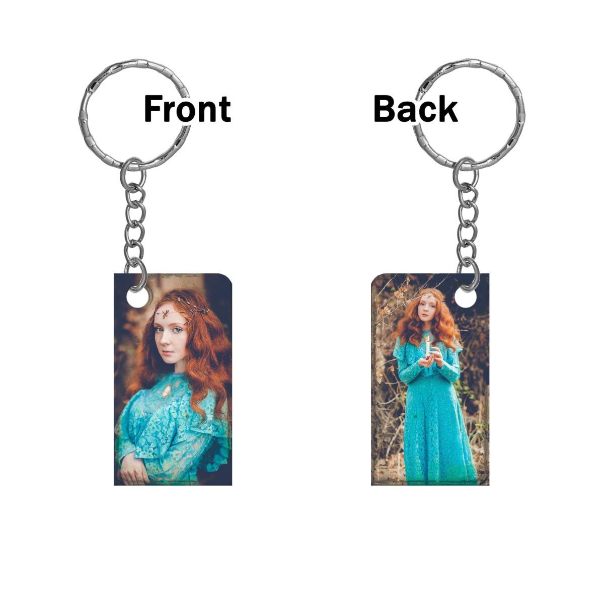 Rectangular Shape Both Sides Printable MDF Keyring