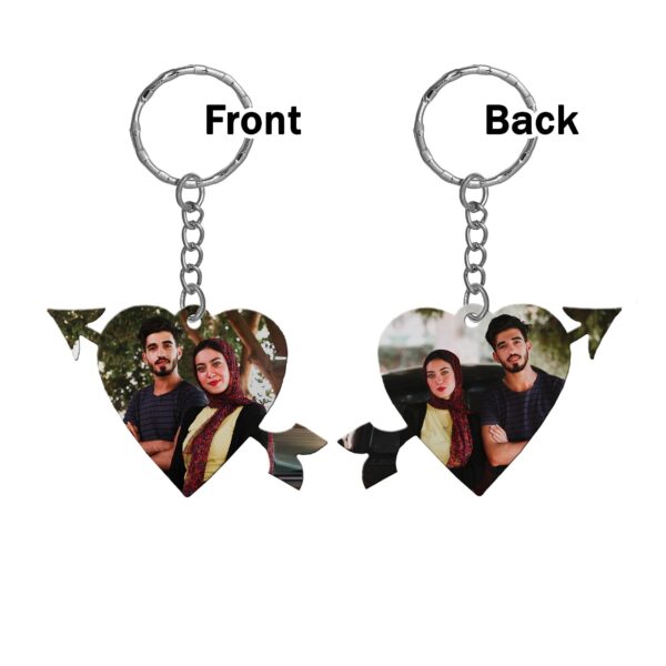 Heart Shape with arrow Both Sides Printable MDF Keyring