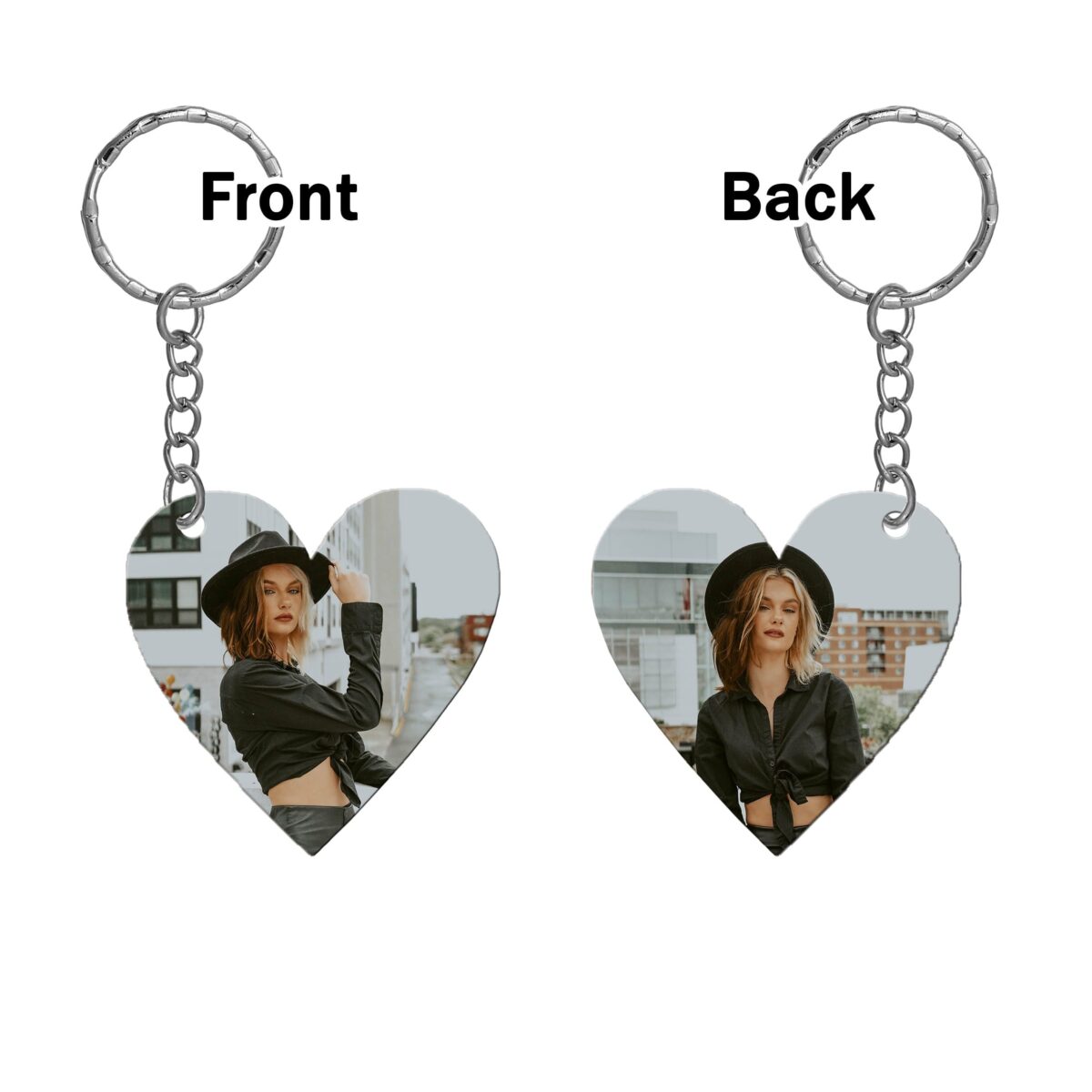 Heart Shape Both Sides Printable MDF Keyring