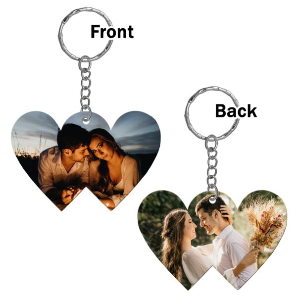 Dual Heart Shape Both Sides Printable MDF Keyring
