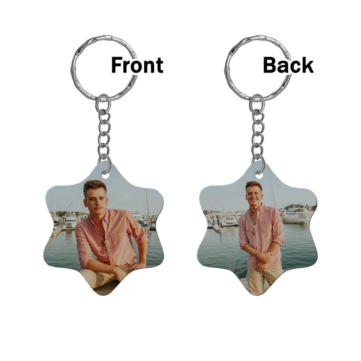 Star Shape Both Sides Printable MDF Keyring