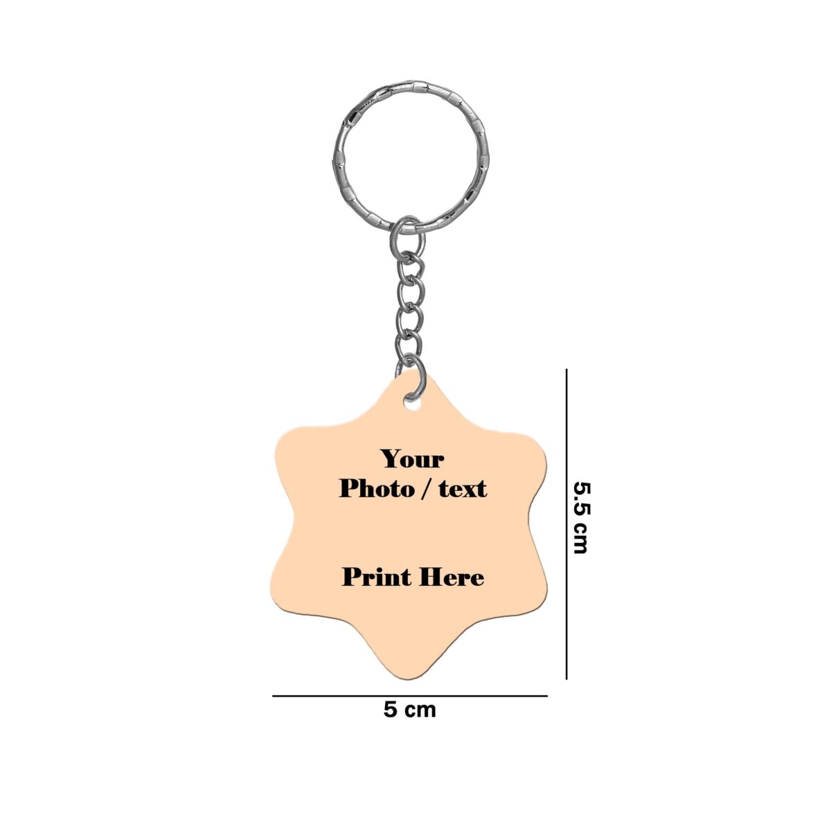 Star Shape Both Sides Printable MDF Keyring - Image 2