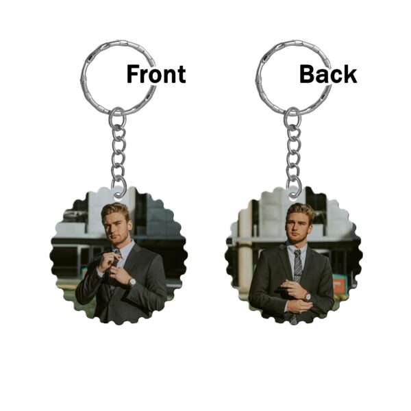 Round Shape side cut Both Sides Printable MDF Keyring