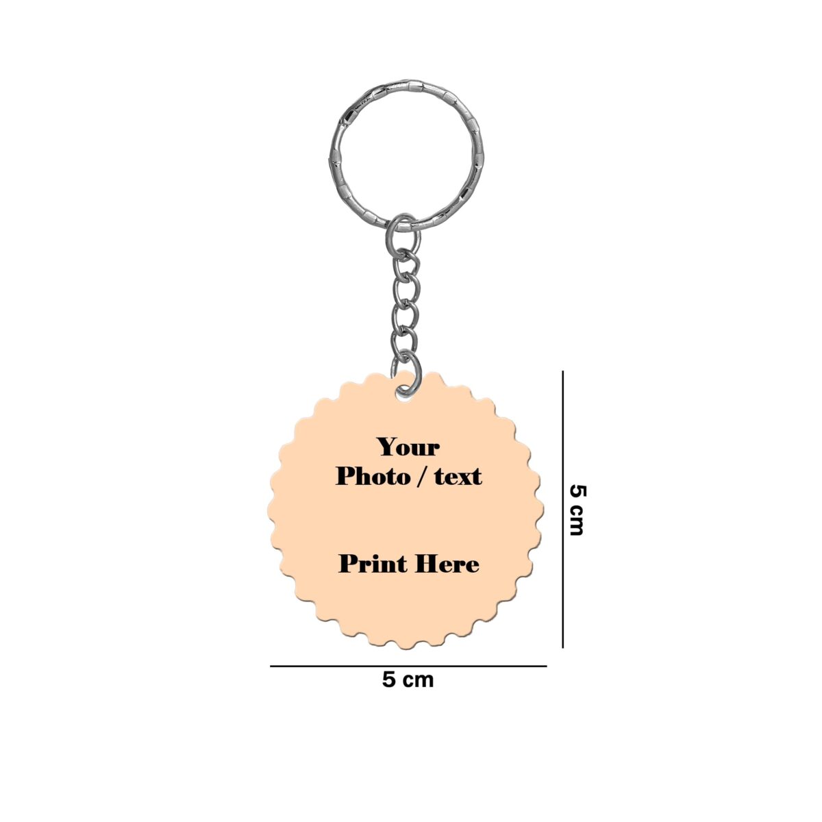 Round Shape side cut Both Sides Printable MDF Keyring - Image 2