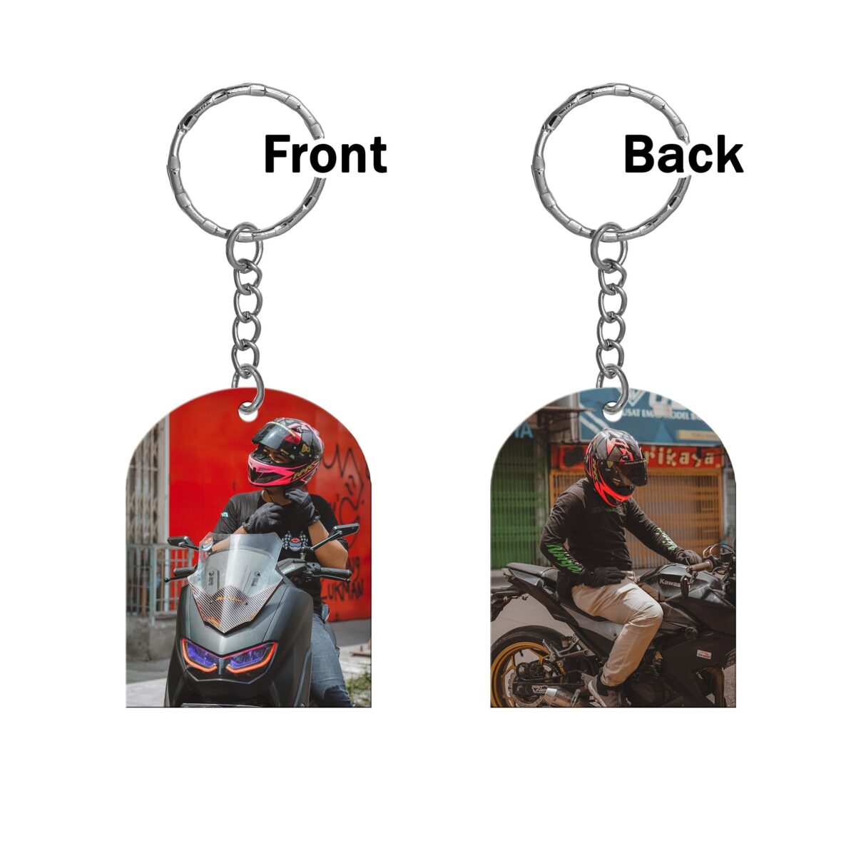 Rectangular top oval Single Side Printable MDF Keyring