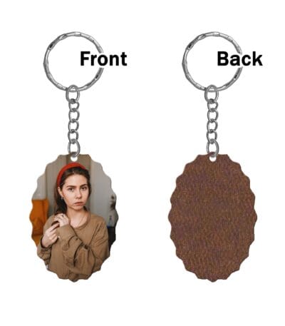 Oval side cut Shape Single Side Printable MDF Keyring