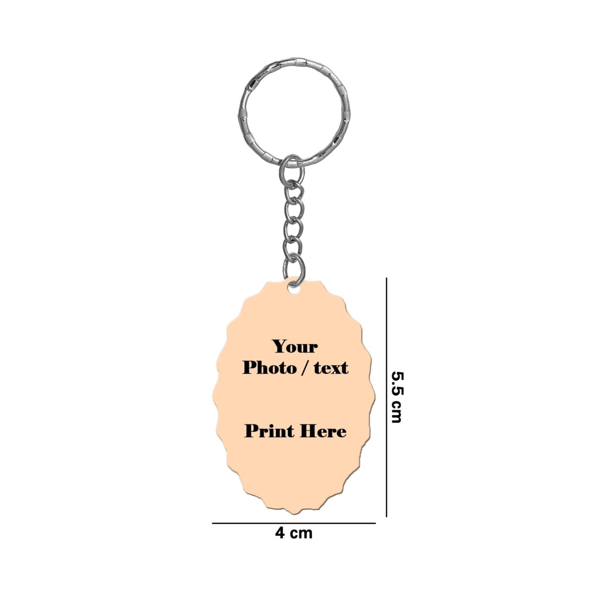 Oval side cut Shape Single Side Printable MDF Keyring - Image 2