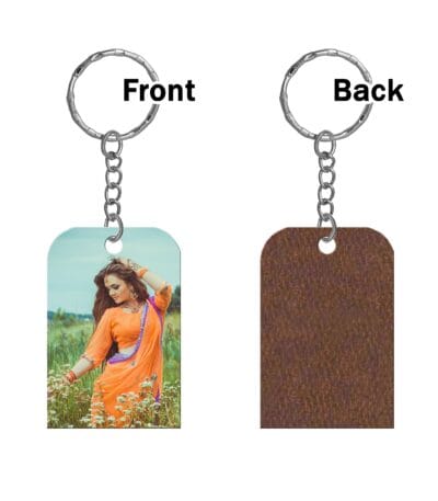 Rectangular top oval Single Side Printable MDF Keyring