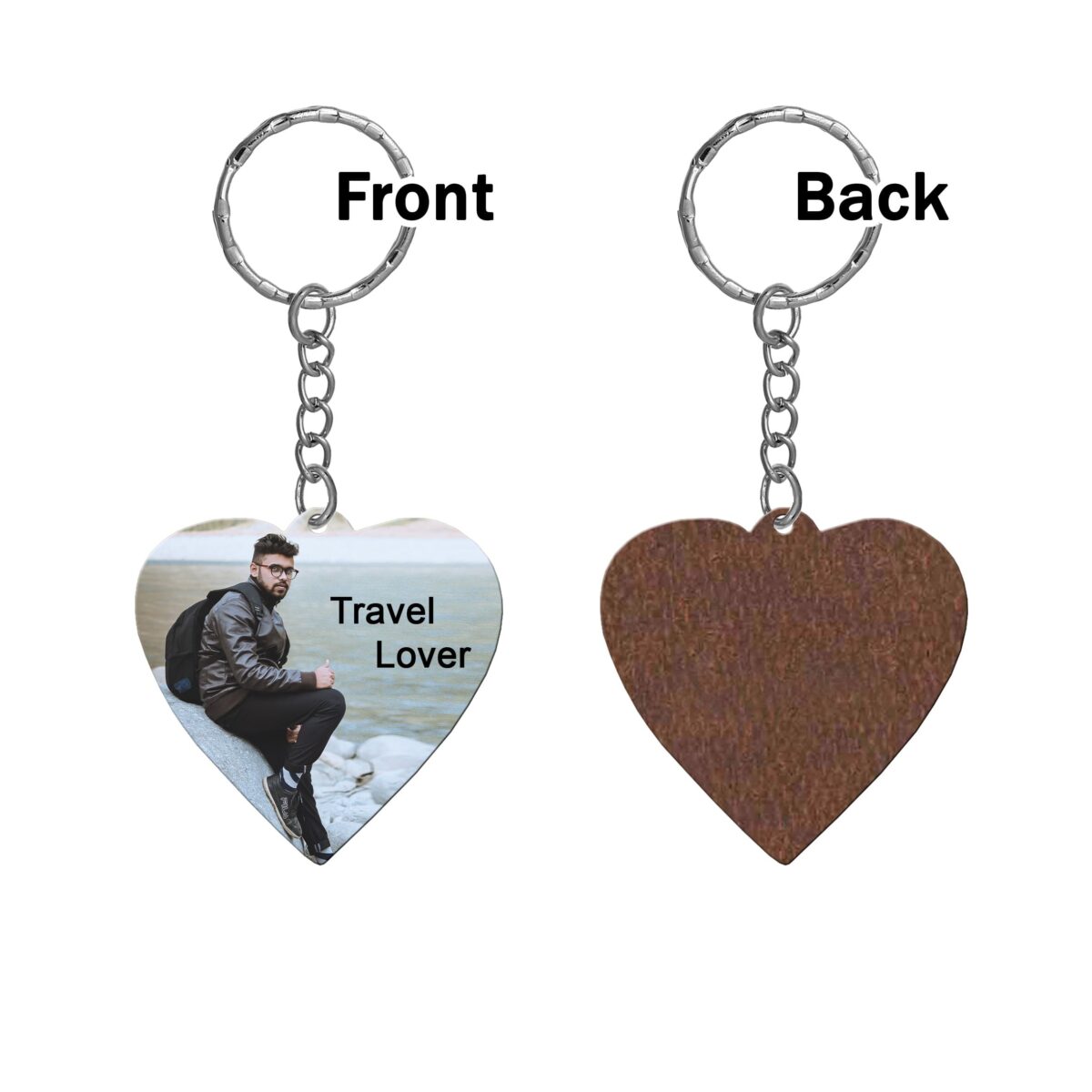 Heart Shape Single Side Printable MDF Keyring