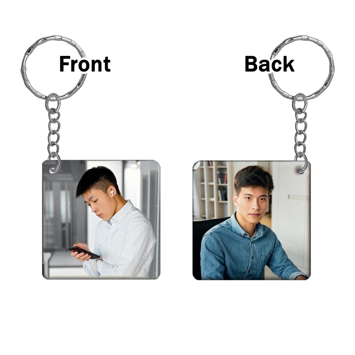 Square Shape Both Sides Printable Polymer Keyring