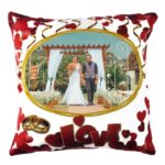Square Shape Personalized Photo Printed Cushion (Love Design Pre Printed)