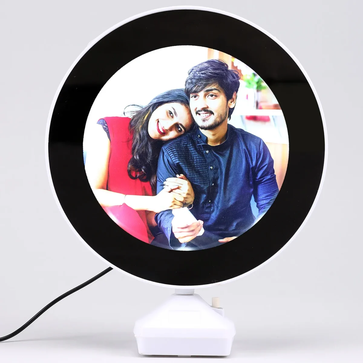 Round Shape Magic Mirror Cam LED Photo Frame - Image 1