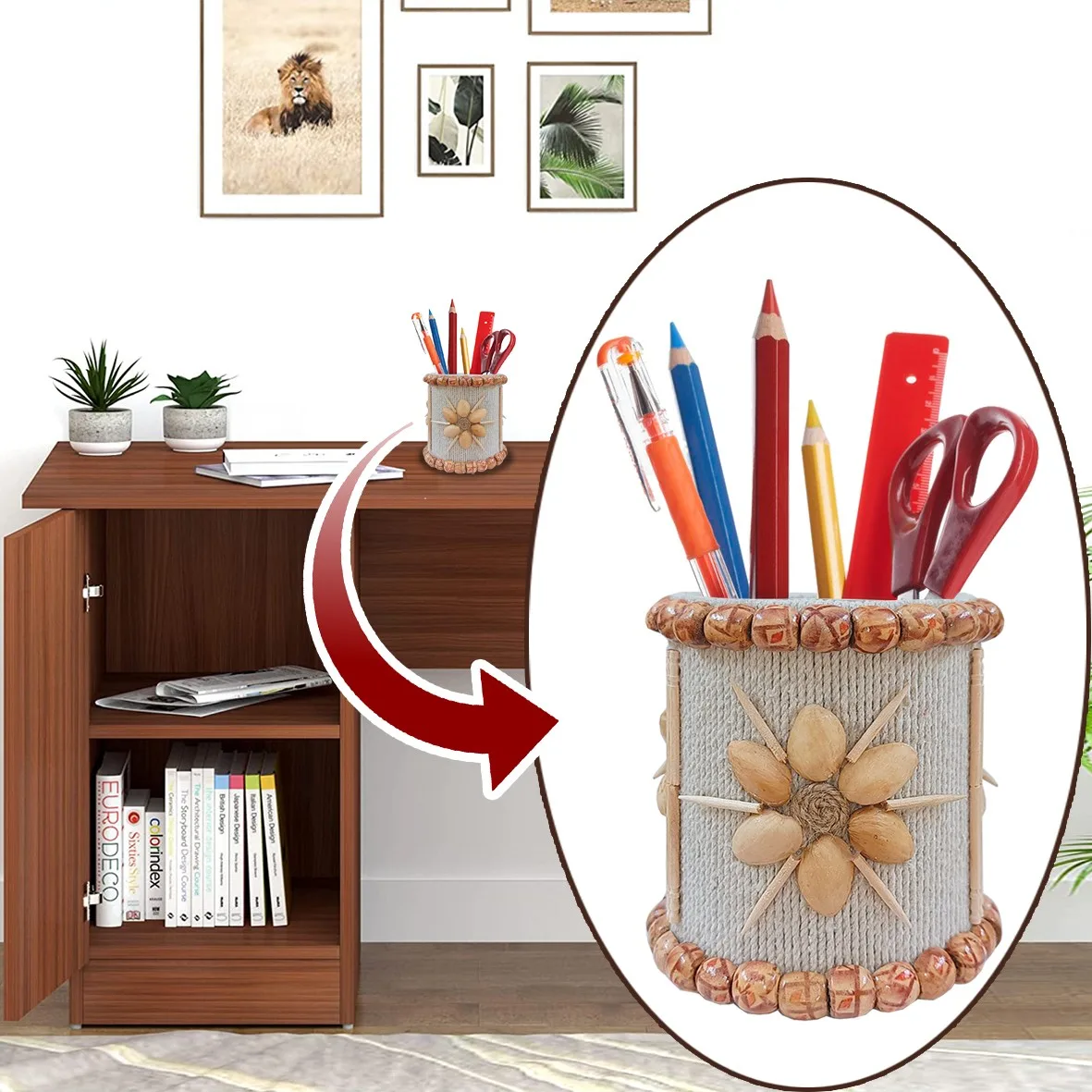 Handmade Cardboard-Rope-Based Regular Pen Stand - Image 4