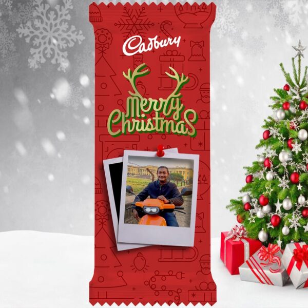 Merry Christmas Wish (Type 01) & Customized Photo Printed Cadbury Dairy Milk (48g)