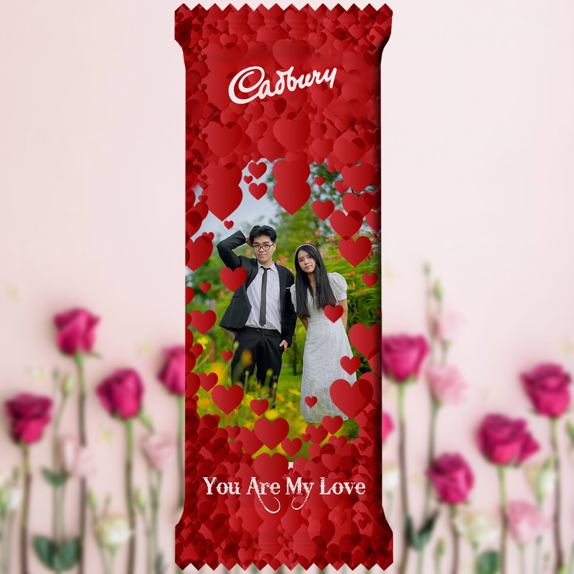 Valentine's Day Special Cadbury Dairy Milk (50g) wrapped in Customized Photo Printed Wrapper (Type 02)