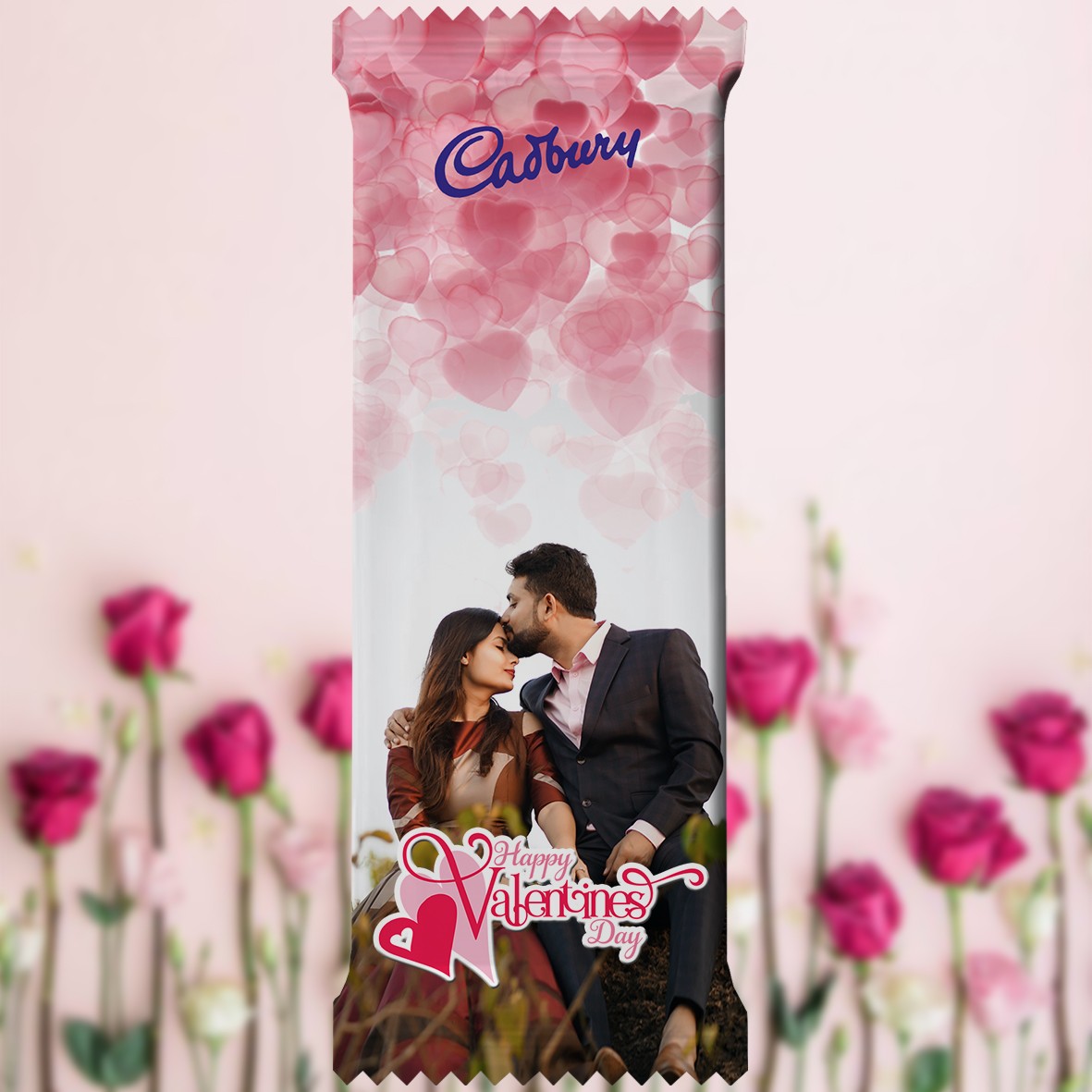 Valentine's Day Special Cadbury Dairy Milk (50g) wrapped in Customized Photo Printed Wrapper (Type 03)