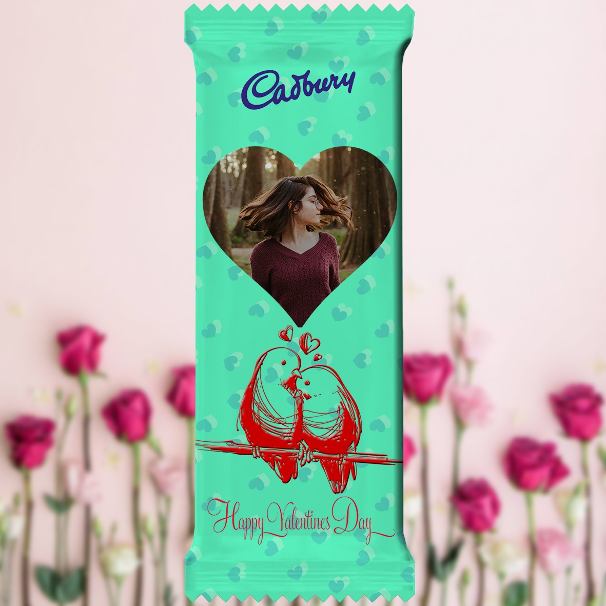 Valentine's Day Special Cadbury Dairy Milk (50g) wrapped in Customized Photo Printed Wrapper (Type 04)