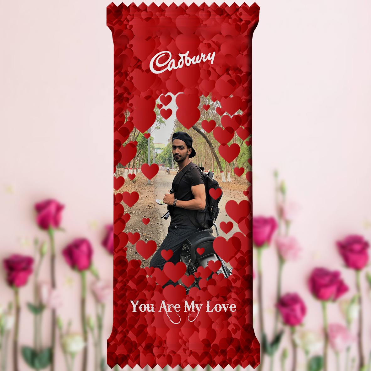 Valentine's Day Special Cadbury Dairy Milk Fruit and Nut (80g) wrapped in Customized Photo Printed Wrapper (Type 02)