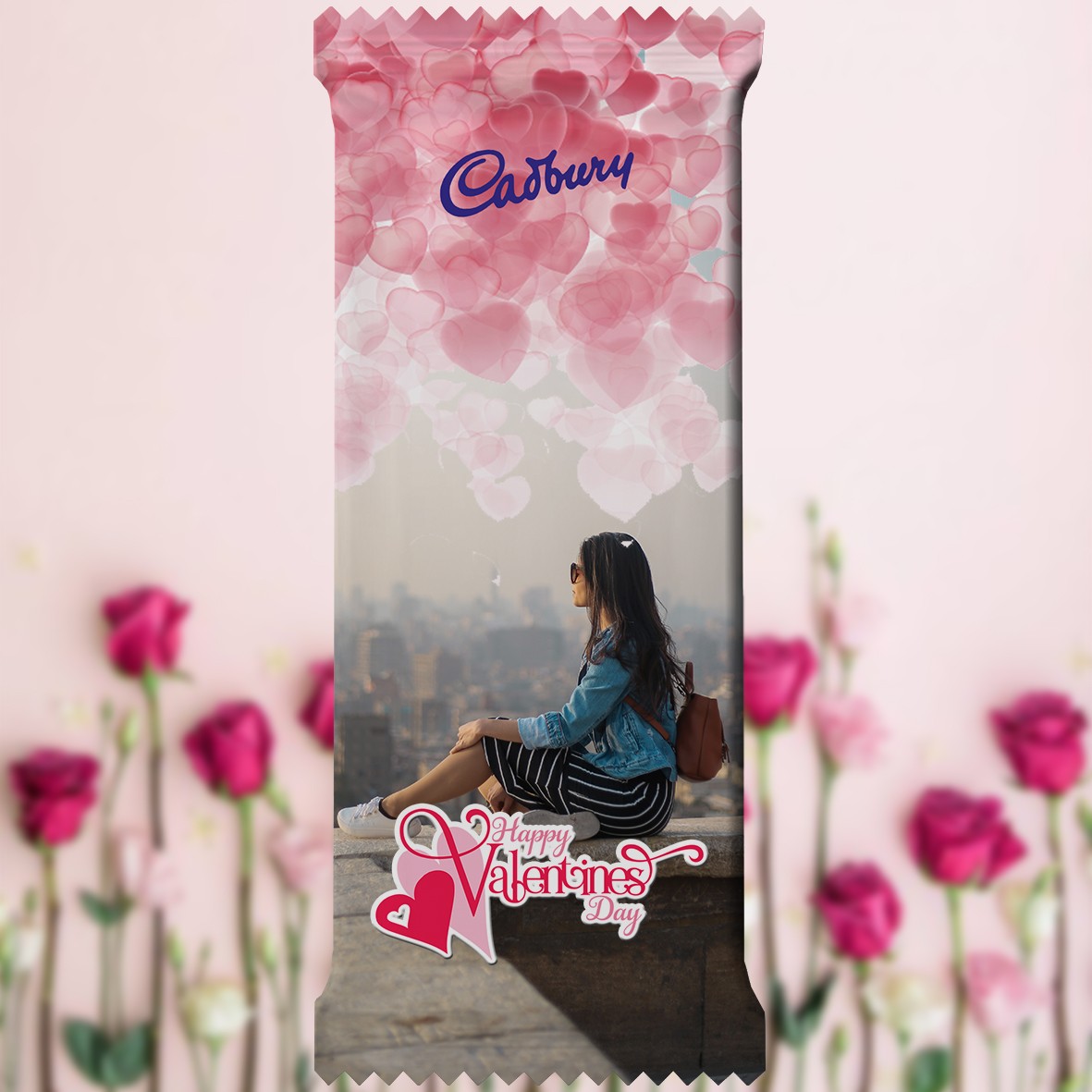 Valentine's Day Special Cadbury Dairy Milk Fruit and Nut (80g) wrapped in Customized Photo Printed Wrapper (Type 03)