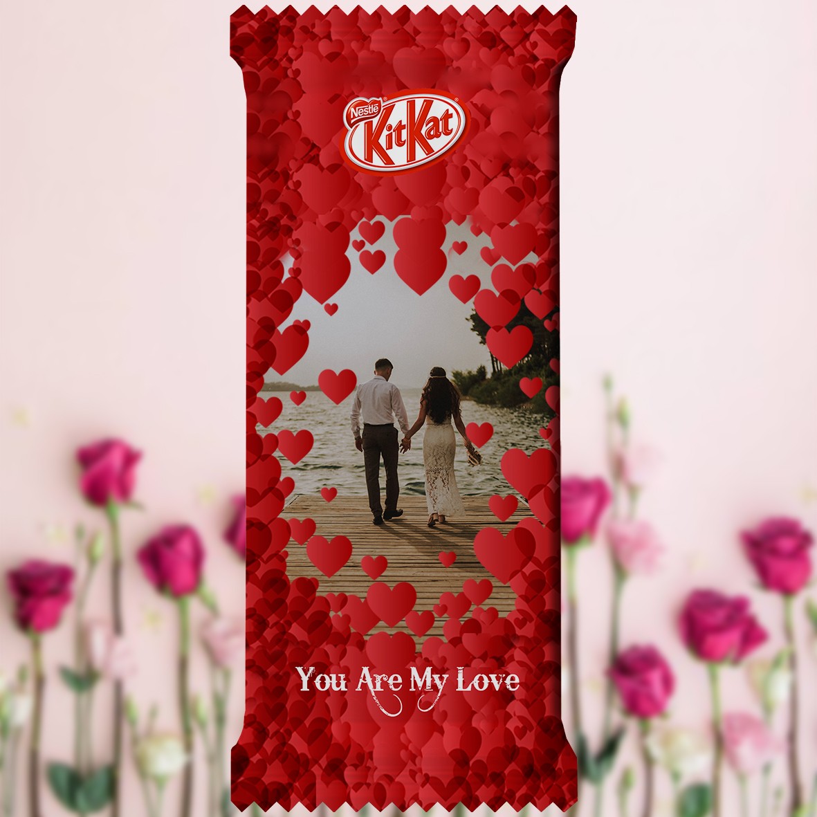 Valentine's Day Special KitKat (77g) wrapped in Customized Photo Printed Wrapper (Type 02)