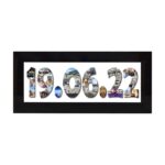 DATE Photo Collage Wooden Classic Frame (with 20-30 Photos)  - Black Colour, 4"x12"x1" Frame