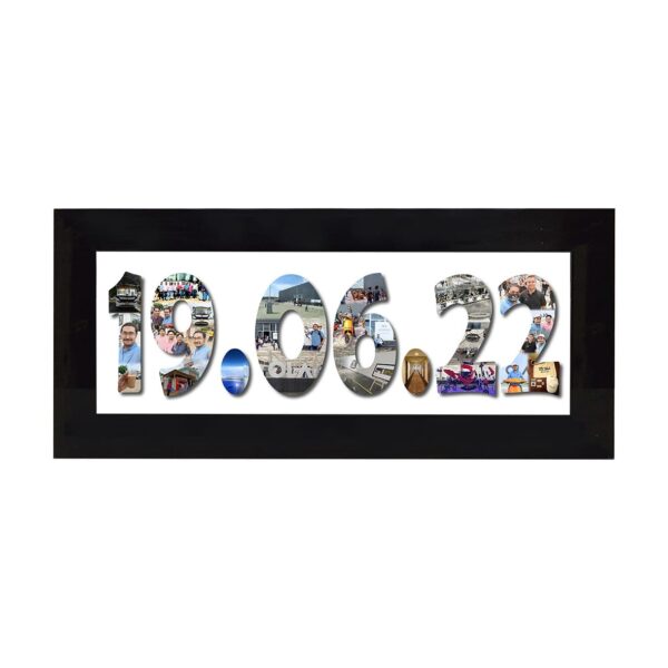 DATE Photo Collage Wooden Classic Frame (with 20-30 Photos)  - Black Colour, 4"x12"x1" Frame