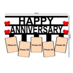 Happy Anniversary Personalized 5 Photos Collage Wall  Frame - 17"x11"x0.5" Frame - Image 2