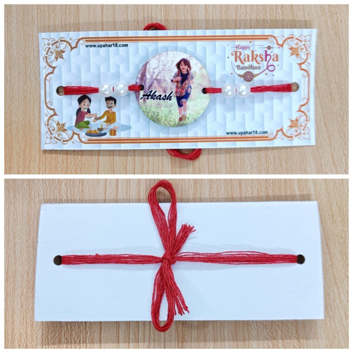 Personalized Photo Printed MDF Rakhi (Type - 01) - Normal Round Shape Rakhi - Image 3