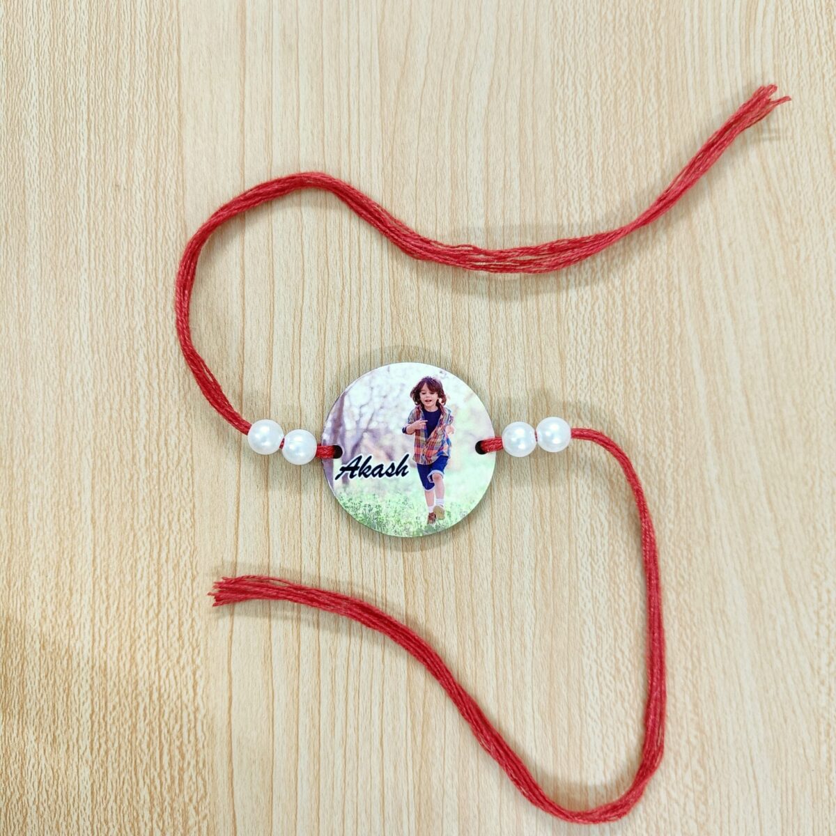 Personalized Photo Printed MDF Rakhi (Type - 01) - Normal Round Shape Rakhi - Image 2