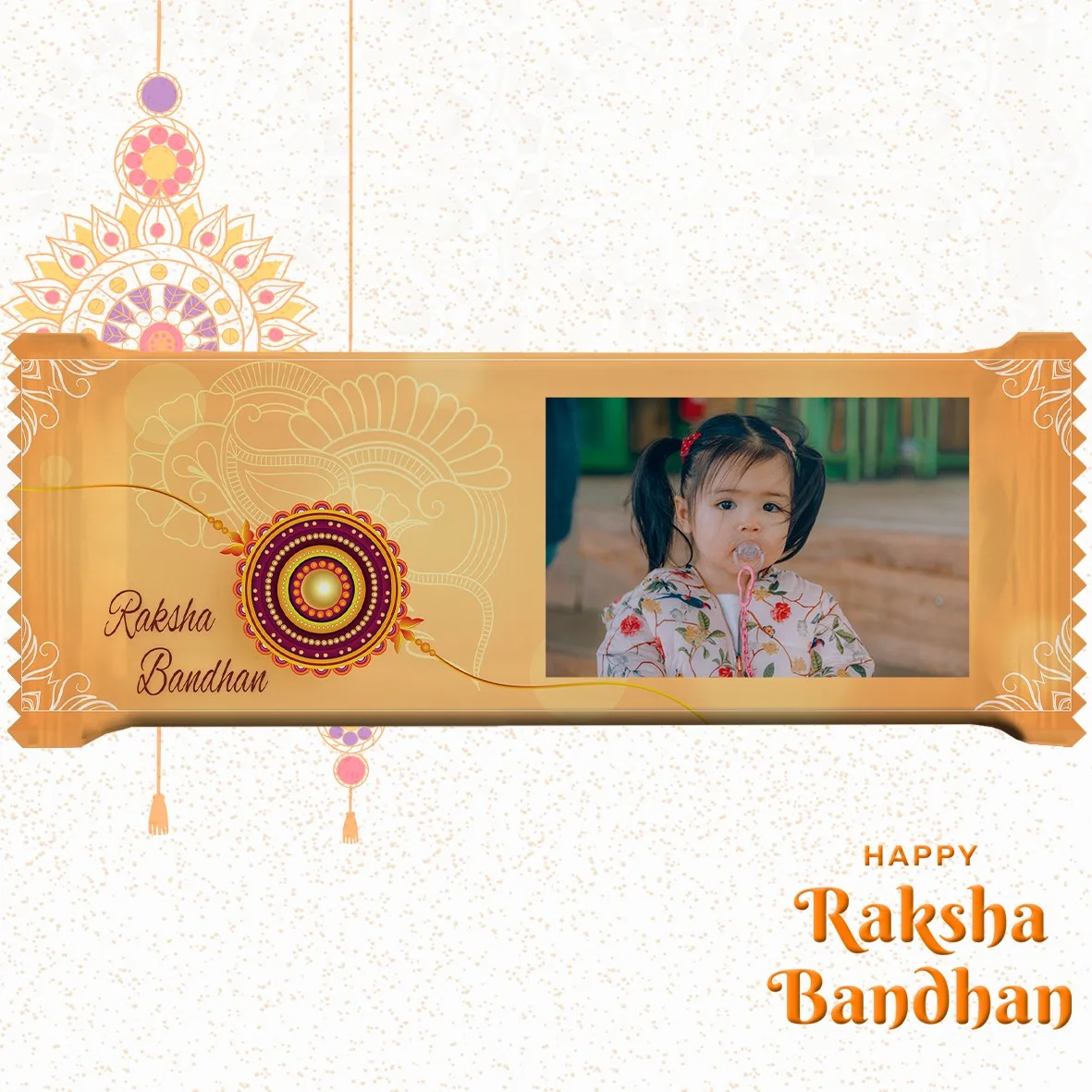 Raksha Bandhan Wish with Customized Photo Wrapper Printed (Type 03) Cadbury Dairy Milk (48g) - Image 1