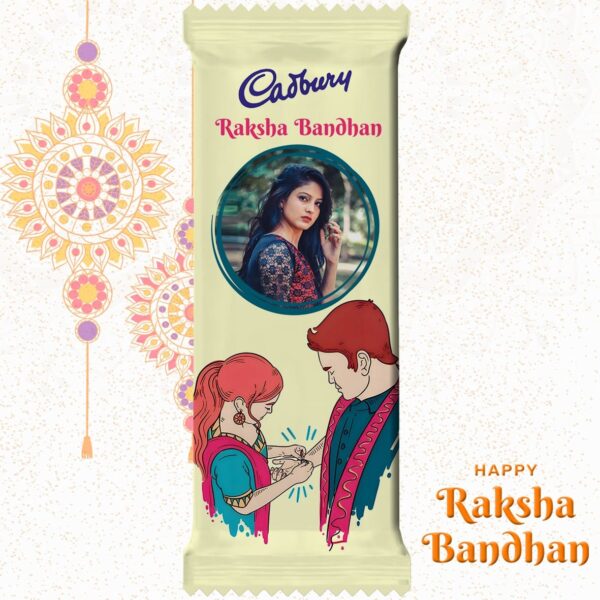 Raksha Bandhan Wish with Customized Photo Wrapper Printed (Type 05) Cadbury Dairy Milk (48g)