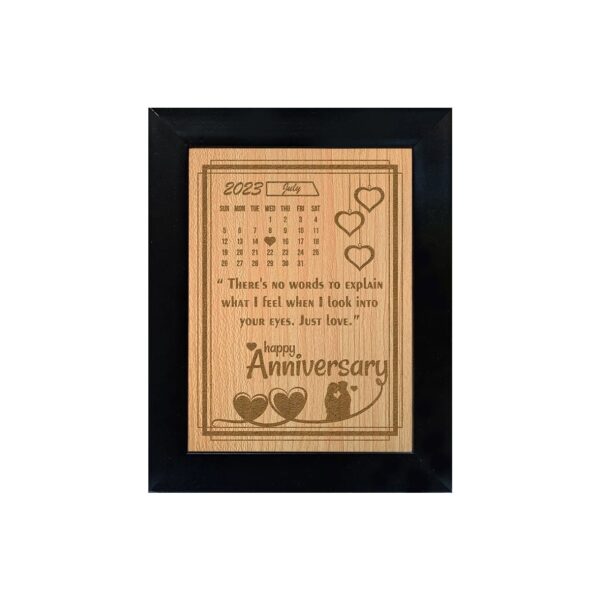 Anniversary Wish Engraved Wooden Frame - Black Colour, 6"x8"x1" Frame