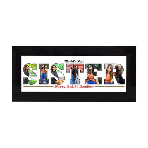 Best Sister Photo Collage Wooden Classic Frame (with 6-18 Photos) - Black Colour, 4"x12"x1" Frame